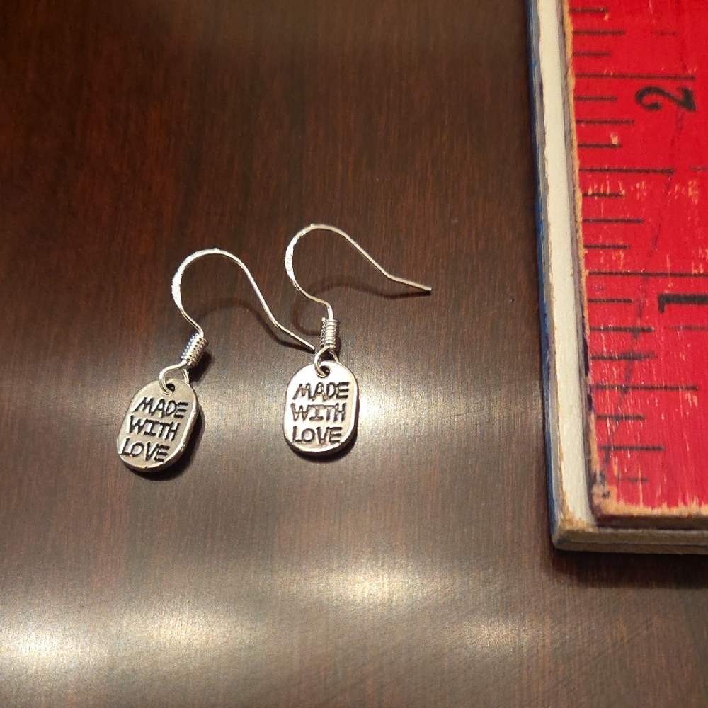 Silver 'Made With Love' Earrings